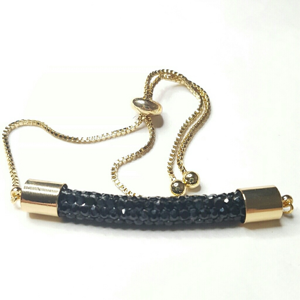Adjustable Black Crystal Bracelet - Picture 2 of 3